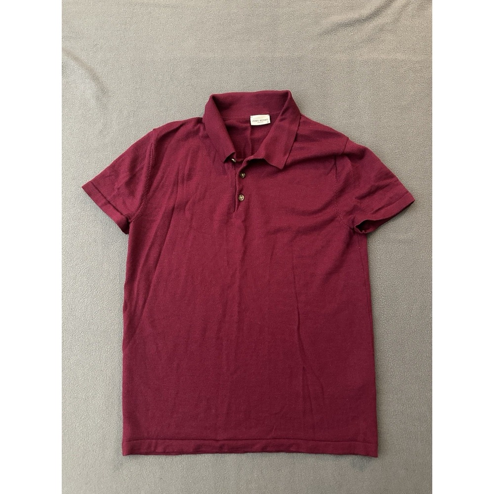 John Henric Sweden Merino Wool Knit Polo Shirt Men's Size M Red